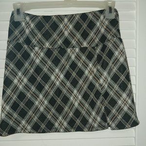 Womens Skirt Ultra ❤️  Flirt Small Plaid Black/white/tan Elastic Band